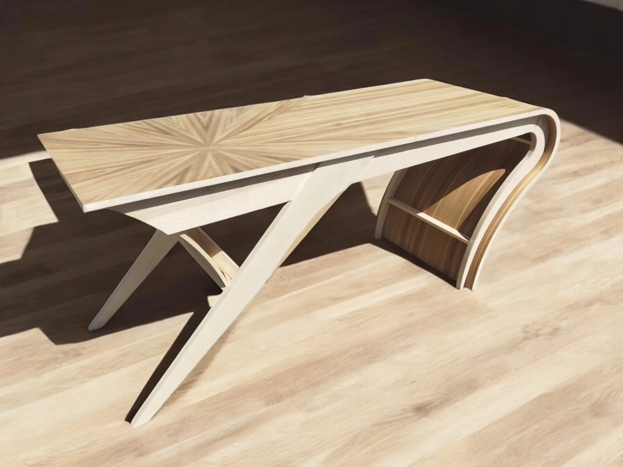 Rendu 3D du bureau « pont et chaussée » en bois clair