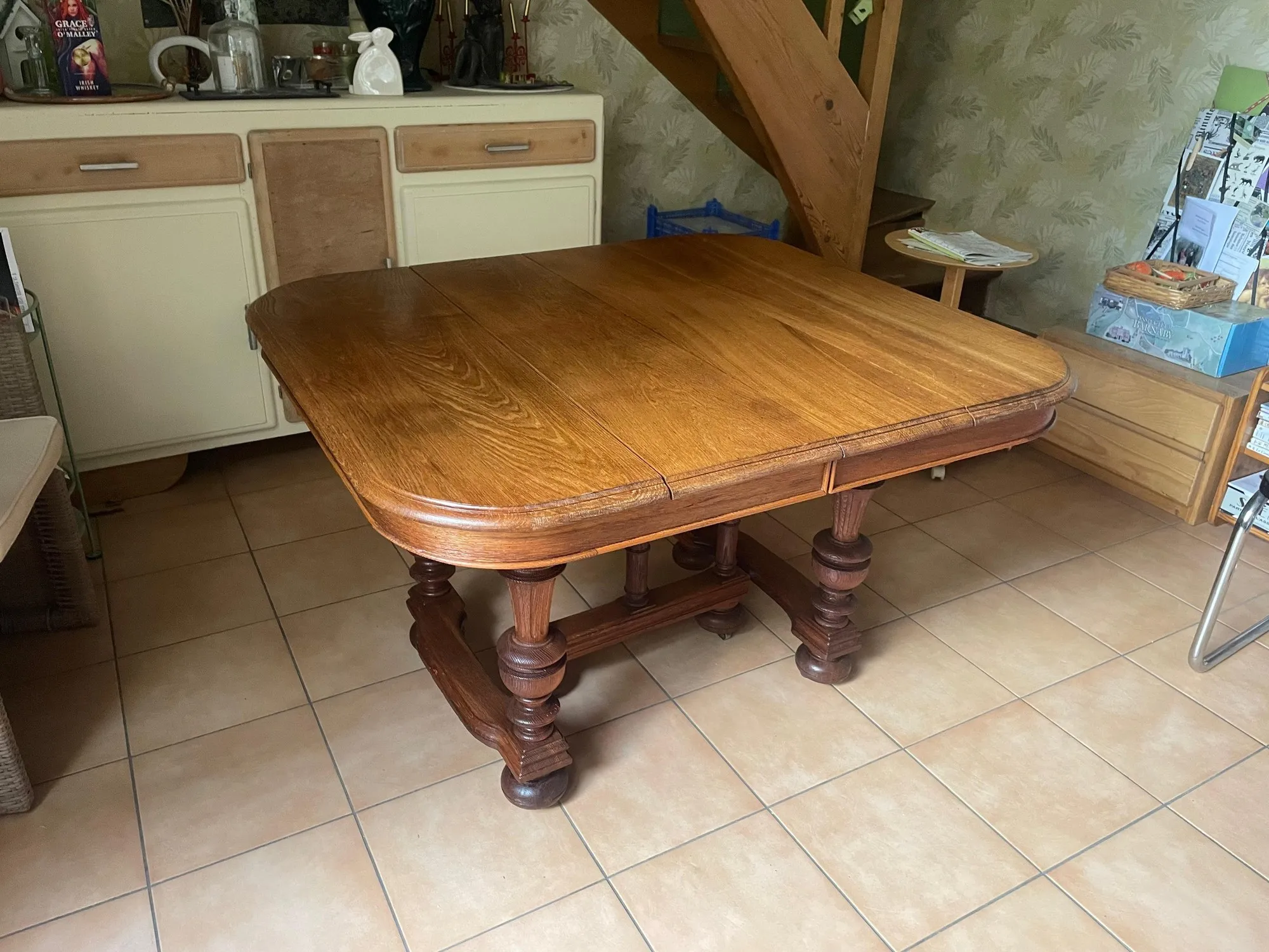 Table ancienne en chêne restaurée
